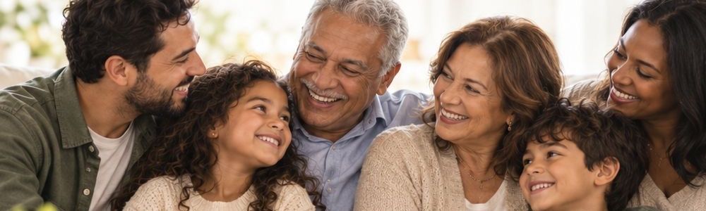 Familia sonriendo junta